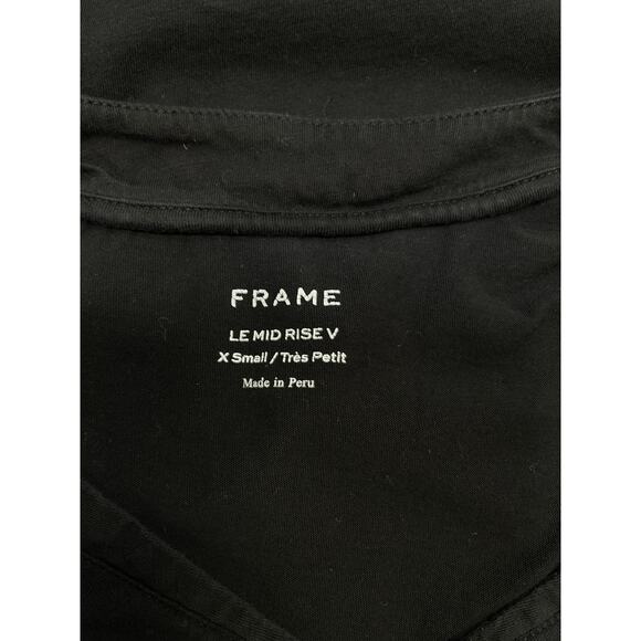 Frame 'Le' Black Cotton Mid Rise V-Neck T-Shirt Size XS - Picture 4 of 5